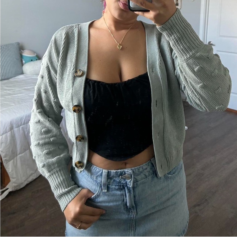 moon & madison Sage Green Cardigan Sweater